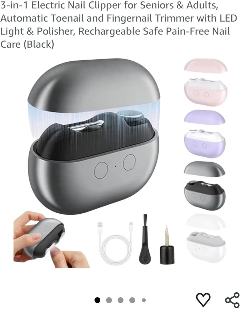 3-in-1 Electric Nail Clipper for Seniors & Adults

- Gray